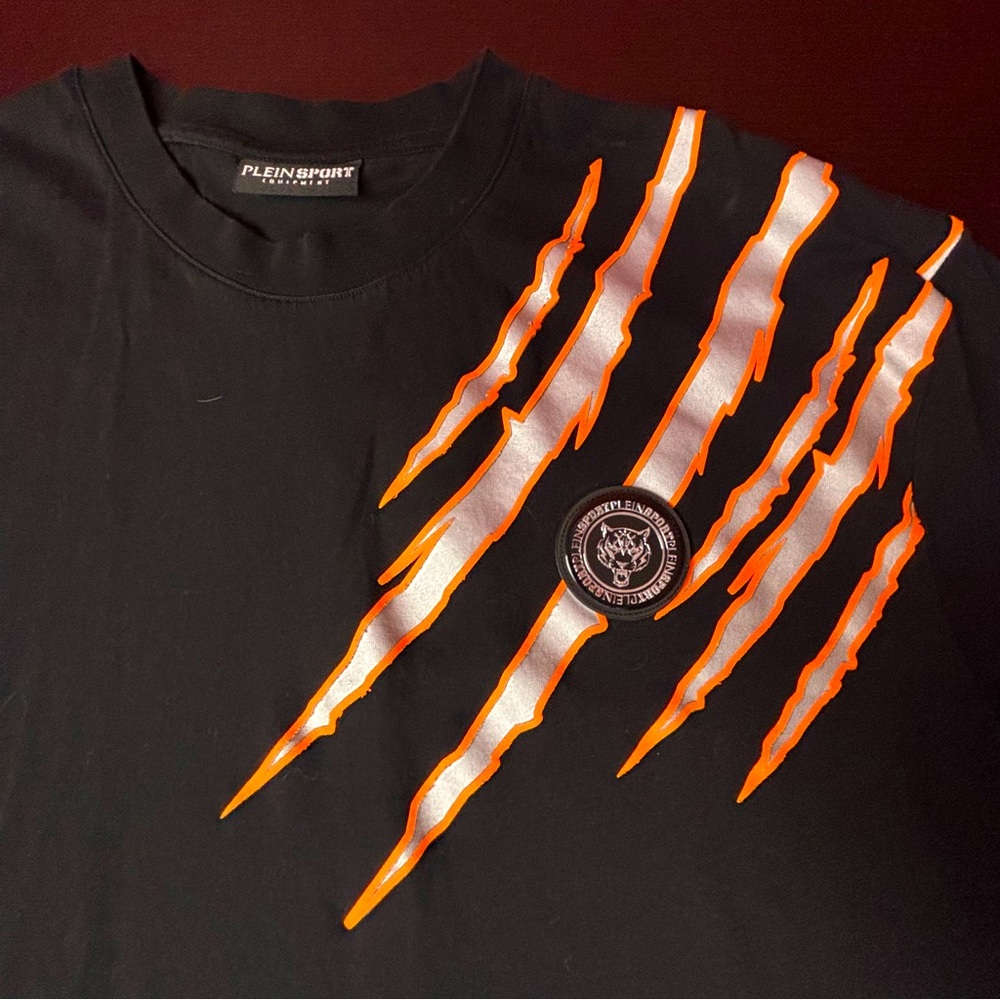 Plein Sport Tiger Scratch Print Black T-Shirt